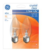 GE  Incandescent Light Bulb  40 watts 380 lumens 2500 K Blunt Tip  B13  Medium Base (E26)  2 pk 