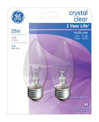 GE  Incandescent Light Bulb  25 watts 170 lumens 2500 K Blunt Tip  B13  Medium Base (E26)  2 pk 