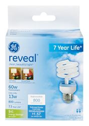 GE  Reveal  CFL Bulb  13 watts 800 lumens Spiral  T3  White  2 pk 