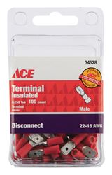 Ace  Industrial  Male Disconnect  Vinyl  Red  100 