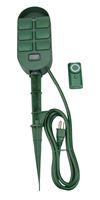 Woods  Outdoor  6 Outlet Power Stake Timer  Green 