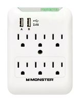 Monster  Just Power It Up  6 outlets Surge Tap  White 