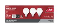 Ace  Incandescent Light Bulb  25 watts 180 lumens 2700 K Globe  G25  Medium Base (E26)  3 pk 