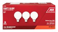 Ace  Incandescent Light Bulb  40 watts 340 lumens 2700 K Globe  G25  Medium Base (E26)  3 pk 