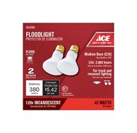 Ace  Incandescent Light Bulb  45 watts 380 lumens 2700 K Floodlight  R20  Medium Base (E26)  2 pk 