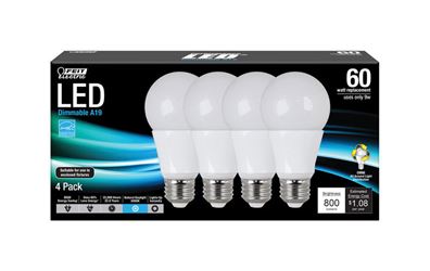FEIT Electric  LED Bulb  9.5 watts 800 lumens 5000 K A-Line  A19  Daylight  60 watts equivalency 