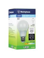 Westinghouse  Omni Directional  LED Bulb  6 watts 450 lumens 3000 K Medium Base (E26)  A19  Warm Whi 