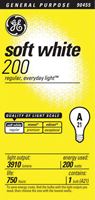 GE  Incandescent Light Bulb  200 watts 3910 lumens 2900 K A-Line  A21  Medium Base (E26)  1 pk 
