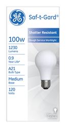 GE  Saf-T-Gard  Rough Service Bulb  100 watts 1230 lumens 2800 K A-Line  A21  Medium Base (E26)  1 p 
