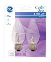 GE  Incandescent Light Bulb  25 watts 170 lumens 2400 K Flame Tip  F15  Medium Base (E26)  2 pk 