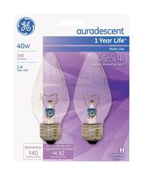 GE  auradescent  Incandescent Light Bulb  40 watts 140 lumens 2500 K Flame Tip  F15  Medium Base (E2 