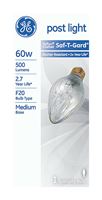 GE Saf-T-Gard Incandescent Light Bulb 60 watts 500 lumens 2700 K Specialty F20 Medium Base (E26 