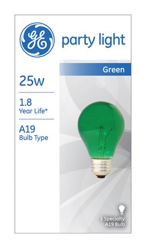 GE  party light  Incandescent Light Bulb  25 watts 200 lumens A-Line  A19  Medium Base (E26)  1 pk