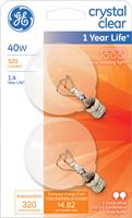 GE  Incandescent Light Bulb  40 watts 320 lumens 2500 K Globe  G16-1/2  Candelabra Base (E12)  2 pk 