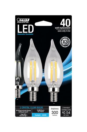 FEIT Electric  LED Bulb  4.5 watts 300 lumens 5000 K Chandelier  Flame Tip  Daylight  40 watts equiv