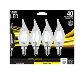 FEIT Electric  LED Bulb  4.5 watts 300 lumens 2700 K Chandelier  Flame Tip  Soft White  40 watts equ 