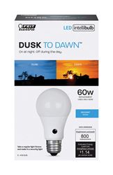 FEIT Electric  Intellibulb  LED Dusk To Dawn Light Bulb  9.5 watts 800 lumens 5000 K A-Line  A19  Da 