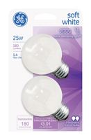 GE  Reveal  Incandescent Light Bulb  25 watts 180 lumens 2500 K Globe  G16-1/2  Medium Base (E26)  2 