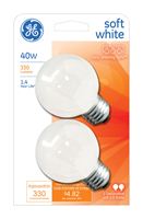 GE  Incandescent Light Bulb  40 watts 330 lumens 2500 K Globe  G16-1/2  Medium Base (E26)  2 pk 