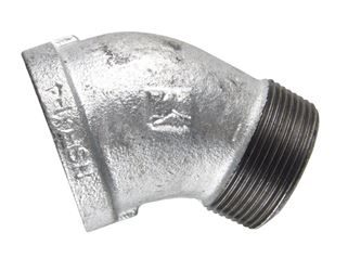 B & K 1/2 in. Dia. x 1/2 in. Dia. FPT To MPT 45 deg. Galvanized Malleable Iron Street Elbow 