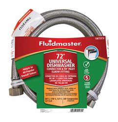 Fluidmaster Universal 3/8 in. Compression x 1/2 in. Dia. FIP Stainless Steel Dishwasher Suppl 