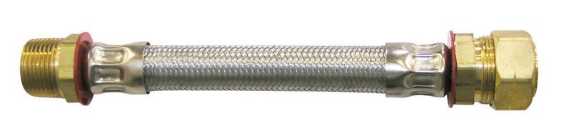 Ace 7/8 in. Compression x 3/4 in. Dia. MIP Stainless Steel Water Heater Supply Line 12 in. 