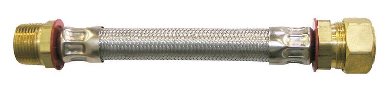 Ace 7/8 in. Compression x 3/4 in. Dia. MIP Stainless Steel Water Heater Supply Line 18 in. 