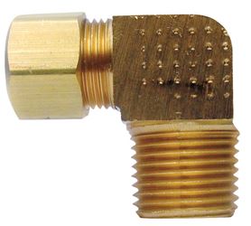 JMF 3/8 in. Dia. x 1/2 in. Dia. Compression To MPT To Compression 90 deg. Yellow Brass Elbow 