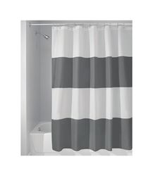 InterDesign  72 in. H x 72 in. L Gray and White  Stripes  Shower Curtain 