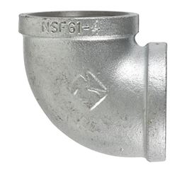 B & K  1/2 in. Dia. x 1/2 in. Dia. FPT To FPT  90 deg. Galvanized  Malleable Iron  Elbow 