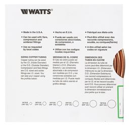 Watts Pre-Cut Copper Tubing Type L 3/8 in. Dia. x 15 ft. L 