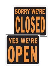 Hy-Ko  English  15 in. H x 19 in. W Plastic  Reversible Sign  Yes Were Open/Sorry Were Closed 