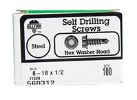 Hillman  Hex Washer  Hex Drive  Self Drilling Screws  Steel  8-18   x 1/2 in. L 100 per box 