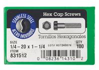 Hillman  Hillman  Stainless Steel  Coarse  Hex Head Cap Screw  1/4-20 in. Dia. x 1-1/4 in. L 100 box 