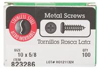 Hillman  Pan Head  Phillips Drive  Sheet Metal Screws  Stainless Steel  10   x 5/8 in. L 100 per box 
