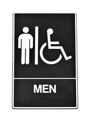 Hy-Ko  English  9 in. H x 6 in. W Plastic  Sign  Men (Handicap, Braille) 