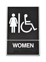 Hy-Ko  English  9 in. H x 6 in. W Plastic  Sign  Women (Handicap, Braille) 