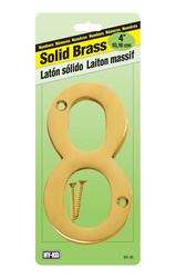 Hy-Ko  Nail On  4 in. Solid Brass  Number  8 