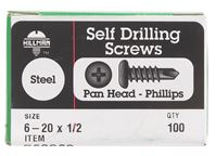 Hillman  Pan Head  Phillips Drive  Self Drilling Screws  Steel  6-20   x 1/2 in. L 100 per box 