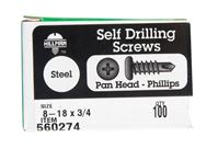 Hillman  Pan Head  Phillips Drive  Self Drilling Screws  Steel  8-18   x 3/4 in. L 100 per box 
