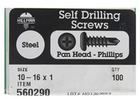 Hillman  Pan Head  Phillips Drive  Self Drilling Screws  Steel  10-16   x 1 in. L 100 per box 