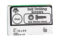 Hillman  Hex Washer  Hex Drive  Self Drilling Screws  Steel  8-18   x 3/4 in. L 100 per box 