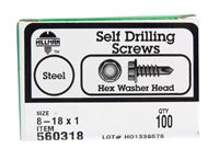 Hillman  Hex Washer  Hex Drive  Self Drilling Screws  Steel  8-18   x 1 in. L 100 per box 
