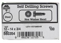 Hillman  Hex Washer  Hex Drive  Self Drilling Screws  Steel  12-14   x 3/4 in. L 100 per box 