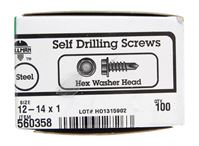 Hillman  Hex Washer  Hex Drive  Self Drilling Screws  Steel  12-14   x 1 in. L 100 per box 