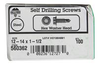 Hillman  Hex Washer  Hex Drive  Self Drilling Screws  Steel  12-14   x 1-1/2 in. L 100 per box 