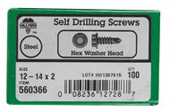 Hillman  Hex Washer  Hex Drive  Self Drilling Screws  Steel  12-14   x 2 in. L 100 per box 