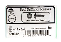 Hillman  Hex Washer  Hex Drive  Self Drilling Screws  Steel  1/4-14   x 3/4 in. L 100 per box 