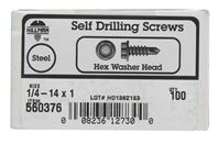 Hillman  Hex Washer  Hex Drive  Self Drilling Screws  Steel  1/4-14   x 1 in. L 100 per box 