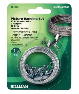 Hillman AnchorWire  5 lb. Steel  Standard  Picture Hanging Set  5 pk